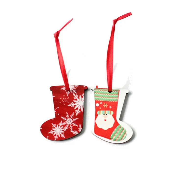 Factory Price!!! 100pcs/Lot Sublimation Blank Christmas Decoration Pendant MDF Two-sided Printing DIY gifts Heat Transfer