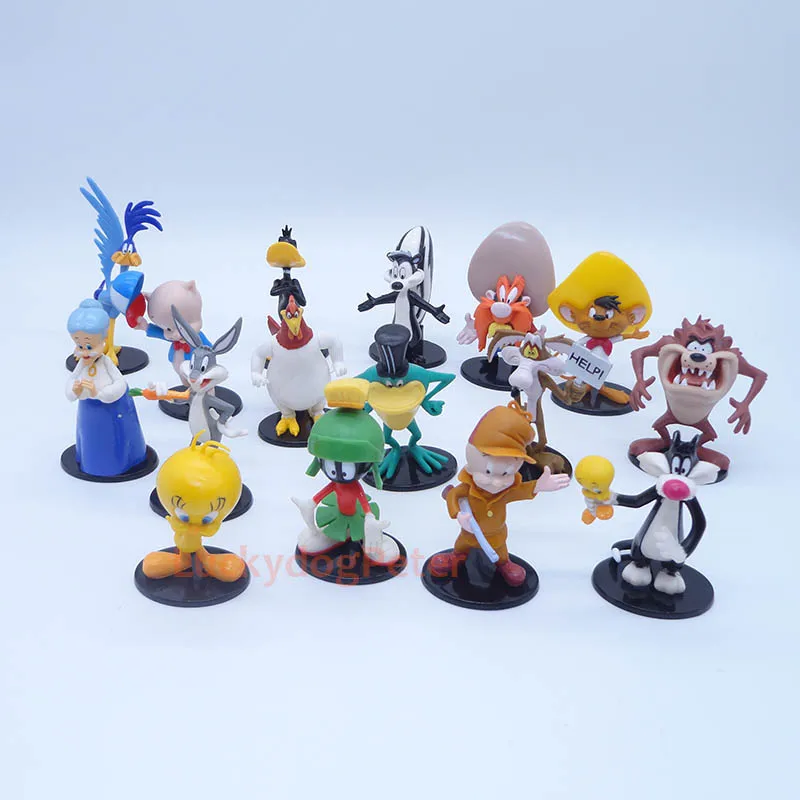 Looney Tunes 16 шт./компл. Bugs кролик птичка Твити мини фигурка 1/10 масштаб окрашенная фигурка Койот Даффи Дак ПВХ фигурка игрушки