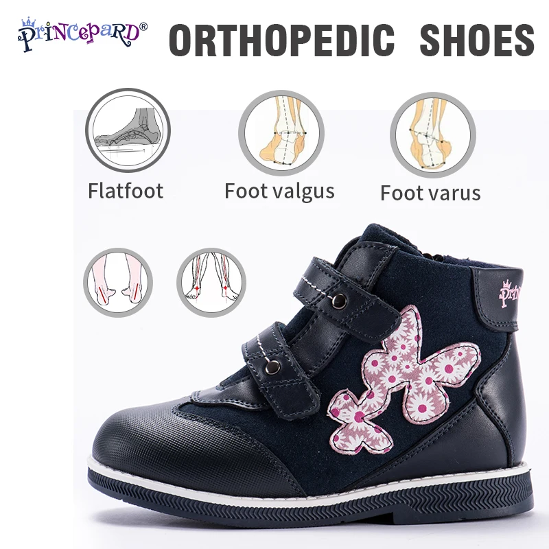 

Princepard New orthopedic shoes for kids casual genuine leather velvet navy baby orthopedic shoes girls and boys 21-36