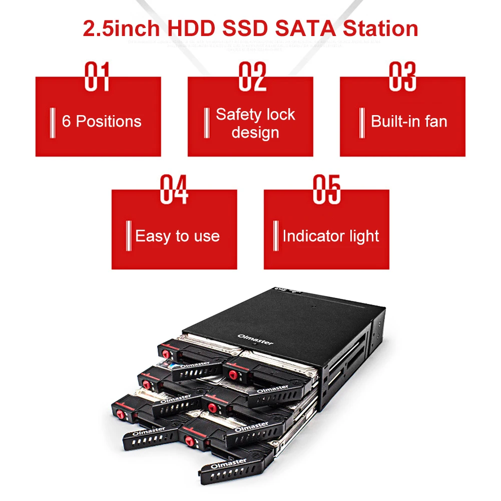 Док станция для внешнего жесткого диска Multi 6 Bay 2 5 дюйма SATA HDD SSD корпус с