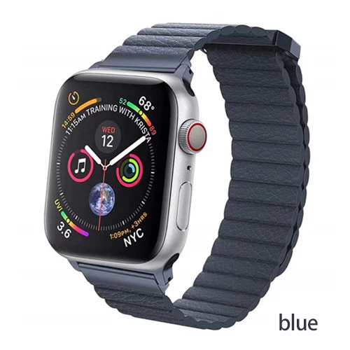 Кожаный ремешок для apple watch, ремешок для apple watch 5, 4, 40 мм, 44 мм, correa iWatch 42 мм, 38 мм, браслет, Аксессуары для наручных часов - Цвет ремешка: blue
