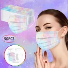 50 шт. красочные одноразовые маски для лица для Для женщин тай-дай дизайнерские защиты 3ply слоя Pm2.5 маска для полости рта без украшений маска
