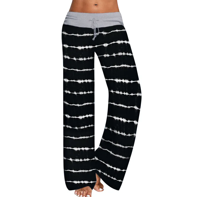 

Summer Women's 2021 New Fashion Ladies Casual Striped Printed Trousers Loose Wide-Leg Pants Tie-Dye Pants Women's Clothes