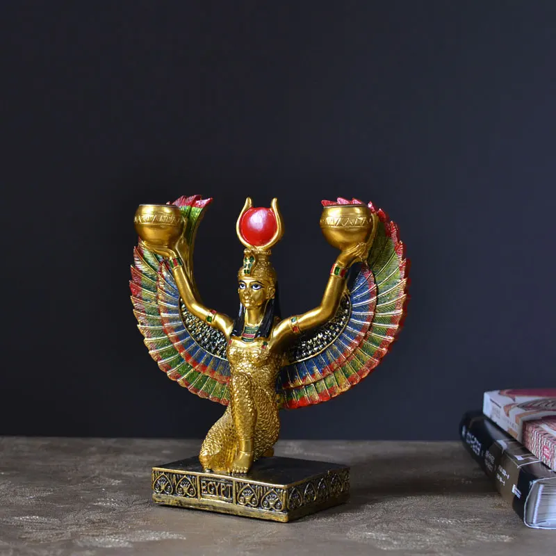 

Egyptian Mythology Isis Goddess Sculpture Souvenirs Queen Candleholder Decoration Creative Living Room Desktop Figurines