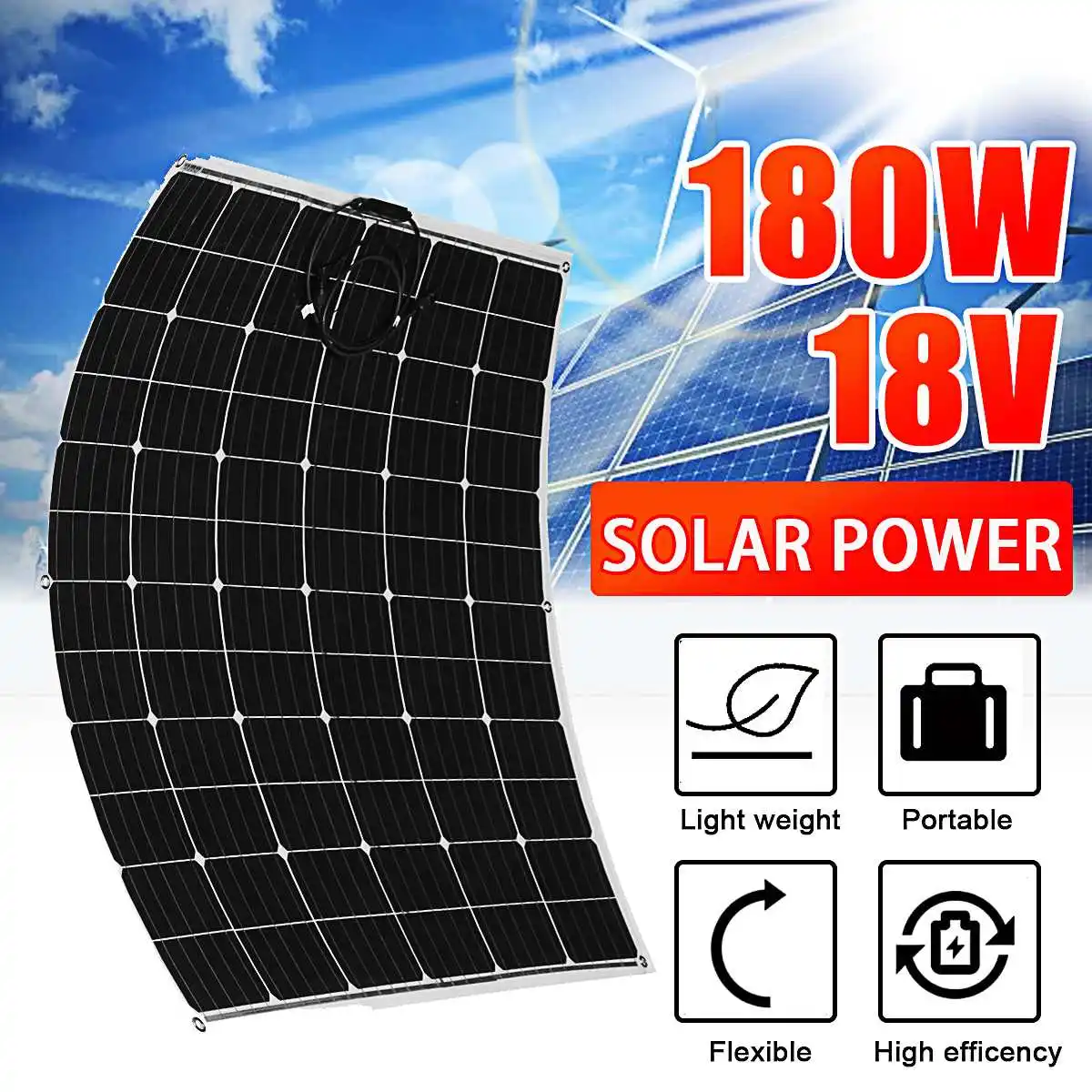 

180W Solar Panel Dual 12V/5V USB With 30A Controller Waterproof Solar Cells Poly Solar Cells For Car Yacht RV Battery Charger