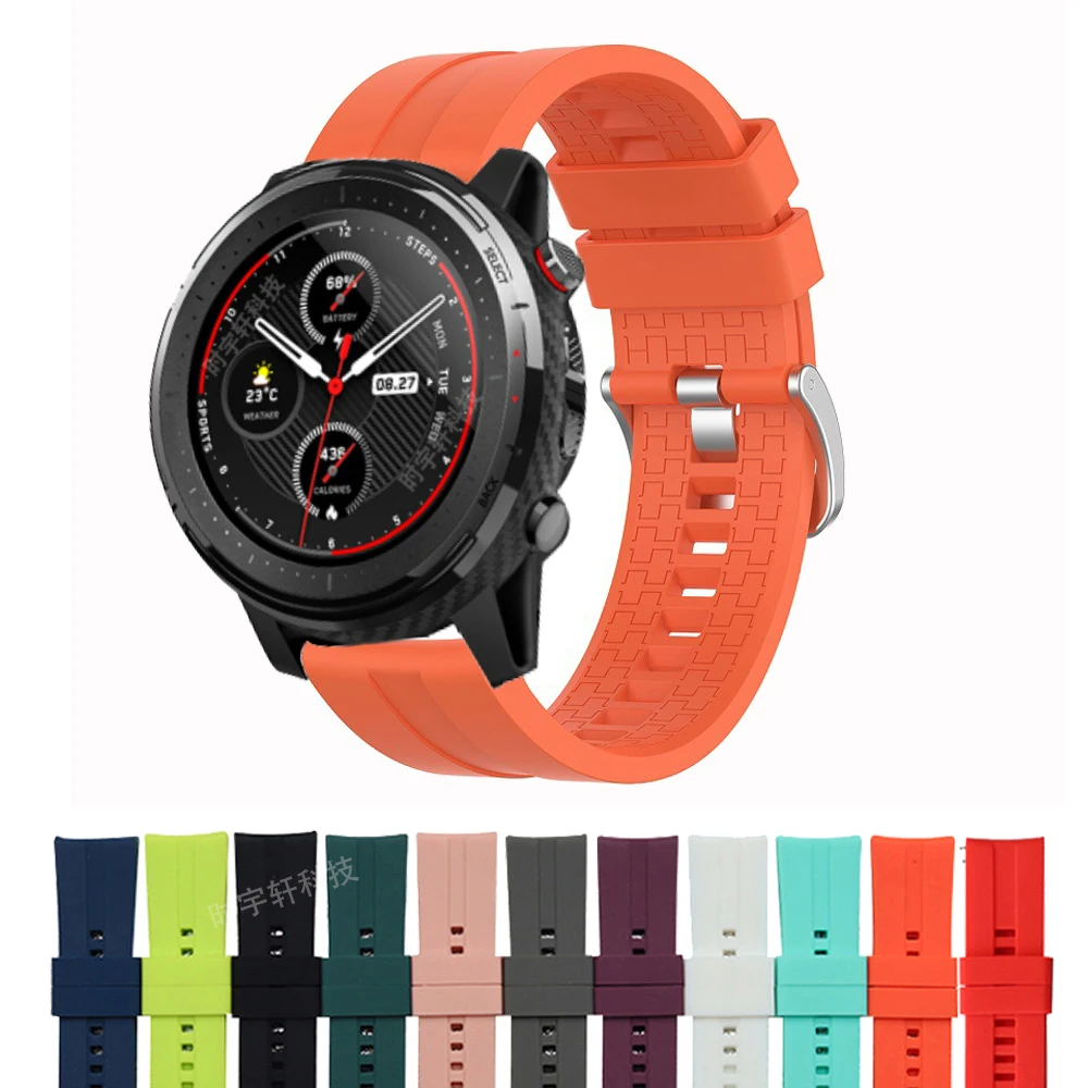

Силиконовый браслет для Amazfit GTR 47 мм, ремешок для часов Xiaomi Amazfit Pace / Stratos 1 2 3 / GTR2 / GTR 2e