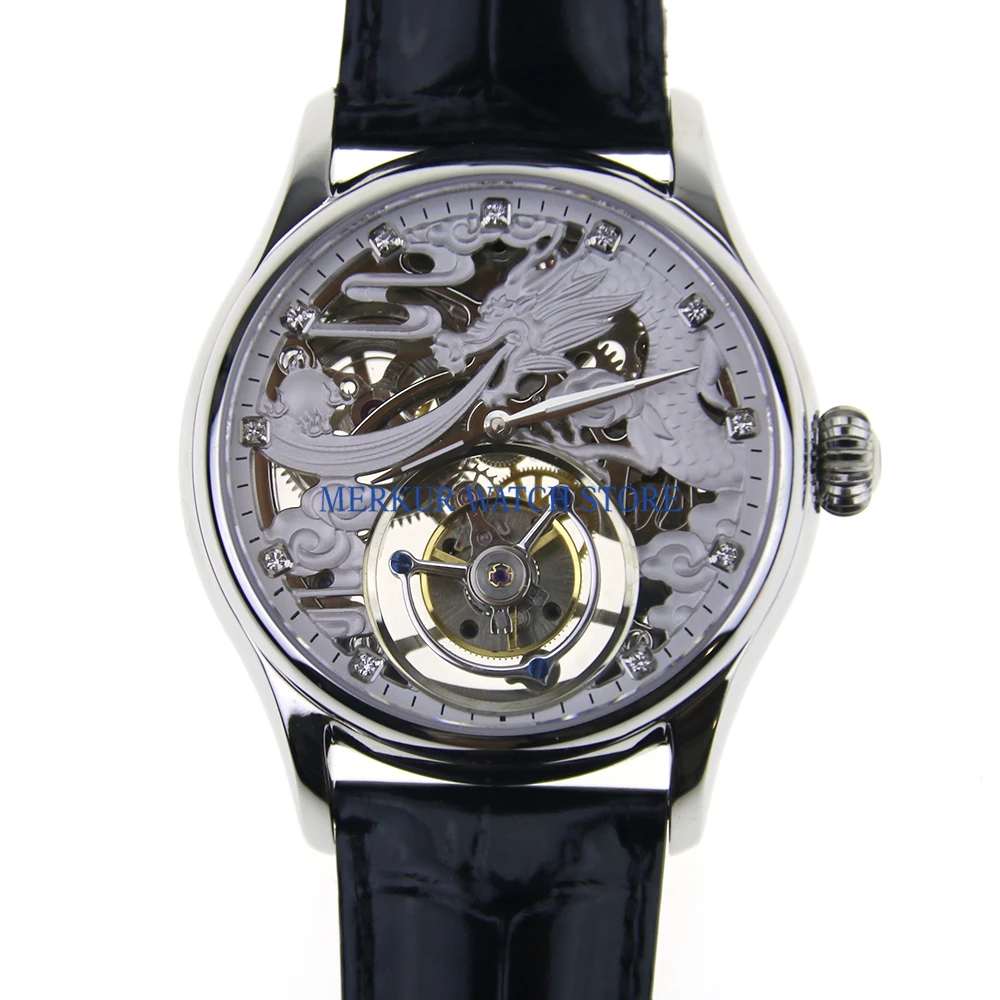 Механические часы Merkur мужские TianJin в стиле Tourbillon роскошные с летающим