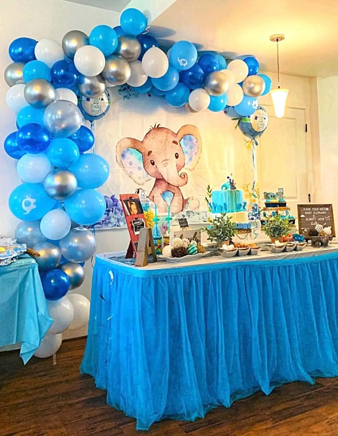 100pcs DIY Home Decorations Balloon Garland Arch Kit Blue and White Silver For Boy Baby Shower Birthday Wedding Party Supplies | Дом и сад