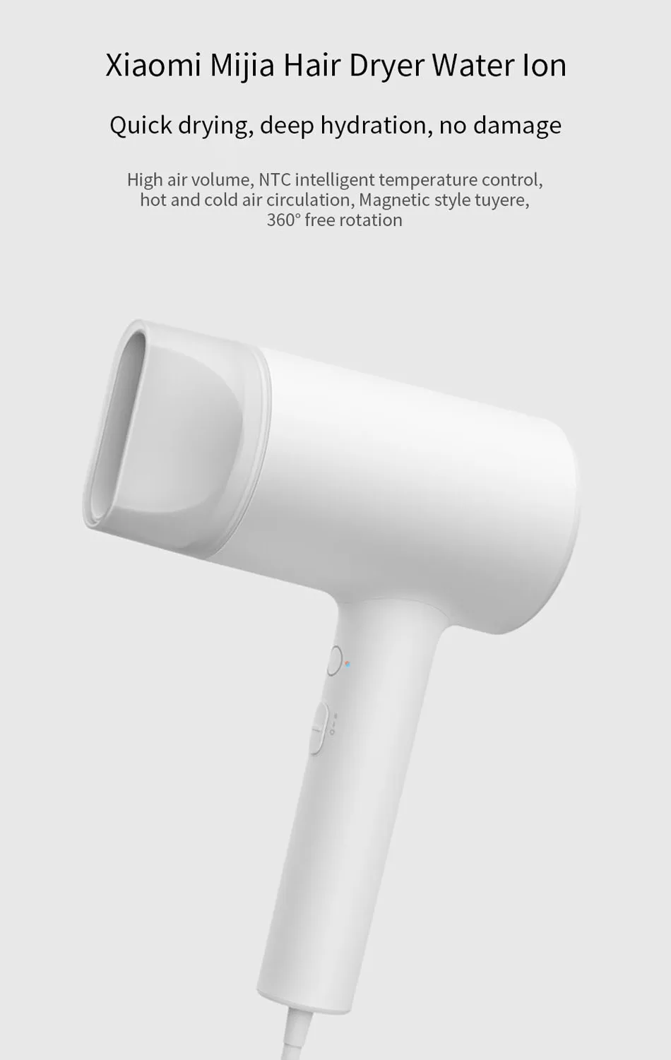 XIAOMI Mijia водный Ион Электрический Фен профессиональный 1800 Вт быстрая сушка фен для парикмахерских салонов инструменты