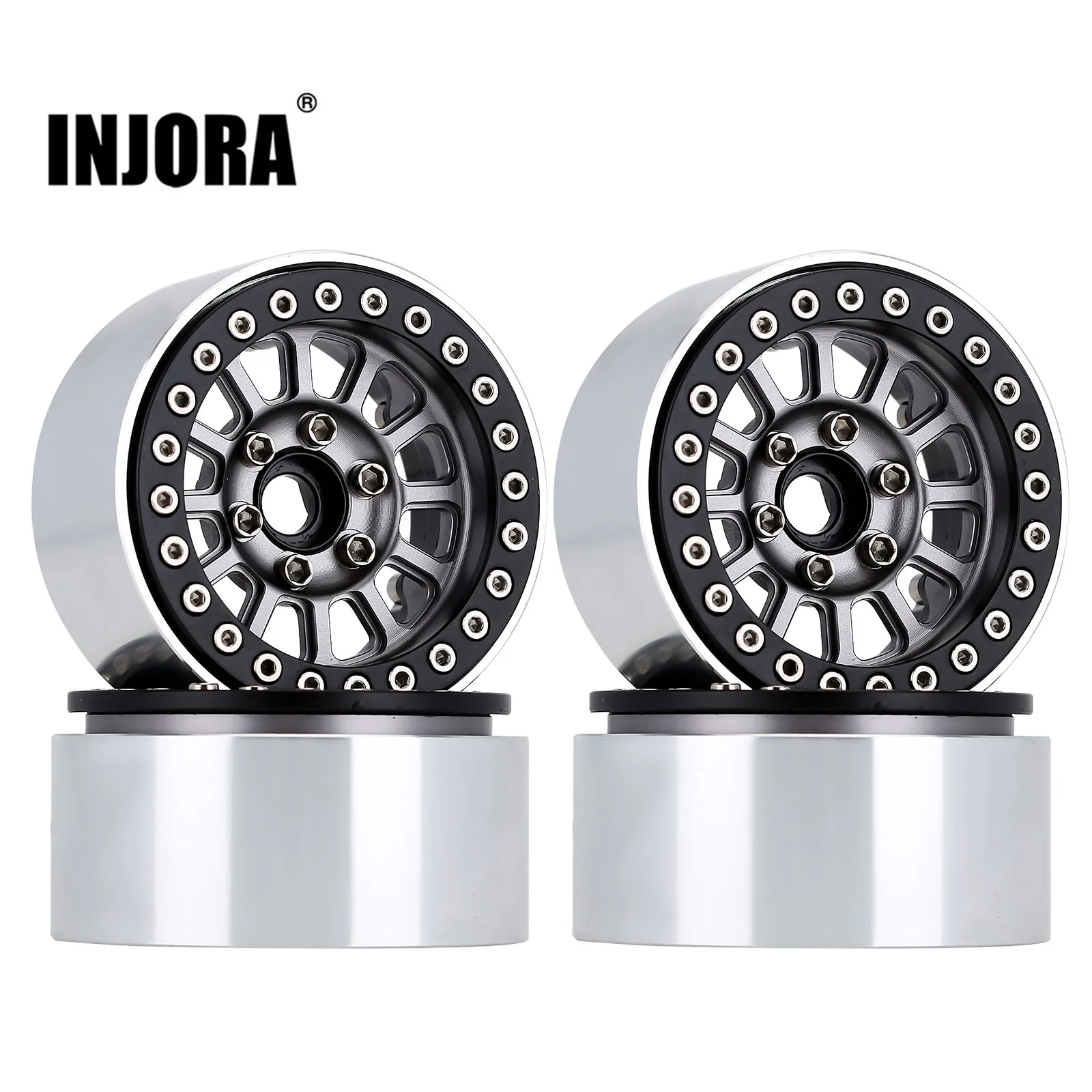INJORA Aluminum 1.9" Beadlock Wheel Rim for 1/10 RC Crawler Car TRX-4 Axial SCX10 90046 AXI03007 Upgrade Parts