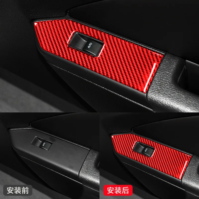 

For Ford Mustang 09-13 Real Red Carbon Fiber Other Interior Accessories Door Window Switch Frame Trim Stickers Car Stylying