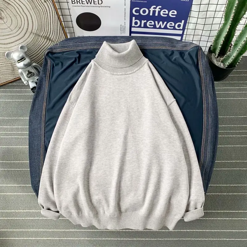 

Spring Autumn Men's Sweater Korean Style Streetwear Solid Color Long sleeve Sweater Male Casual Men Clothing Turtelneck Sweater