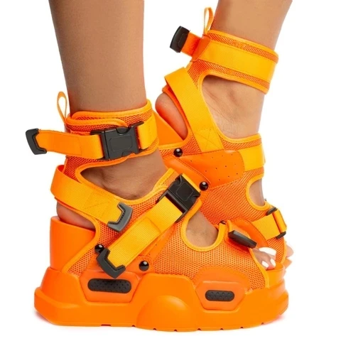 Женские босоножки на массивной платформе танкетке | Обувь