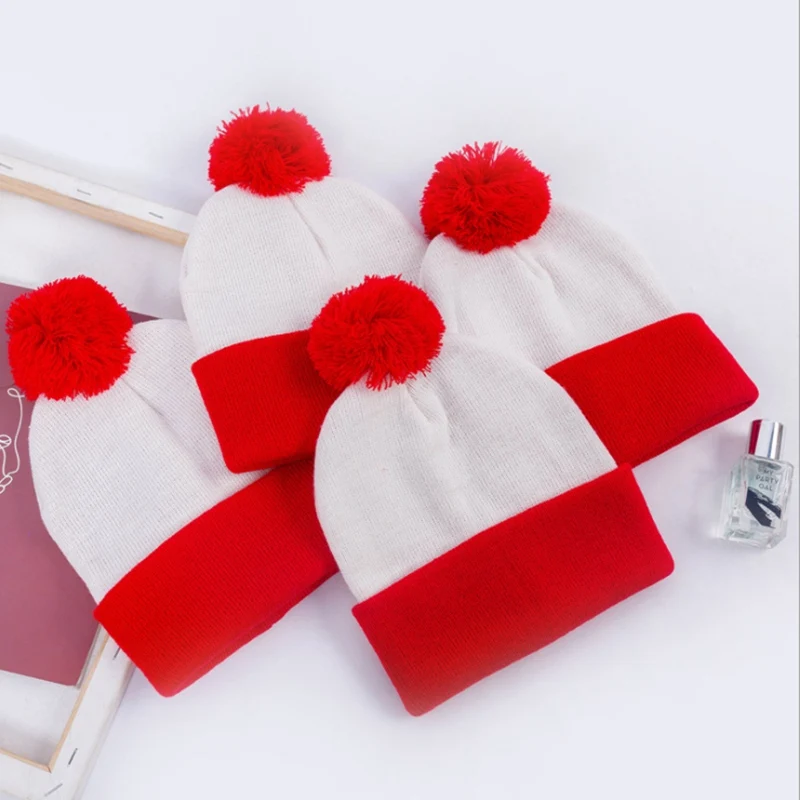Шапка с помпоном WZCX в стиле унисекс Рождественская шапка прострочкой уличная