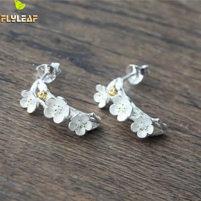 Висячие серьги гвоздики Sakura из стерлингового серебра 925 пробы с ветками деревьев