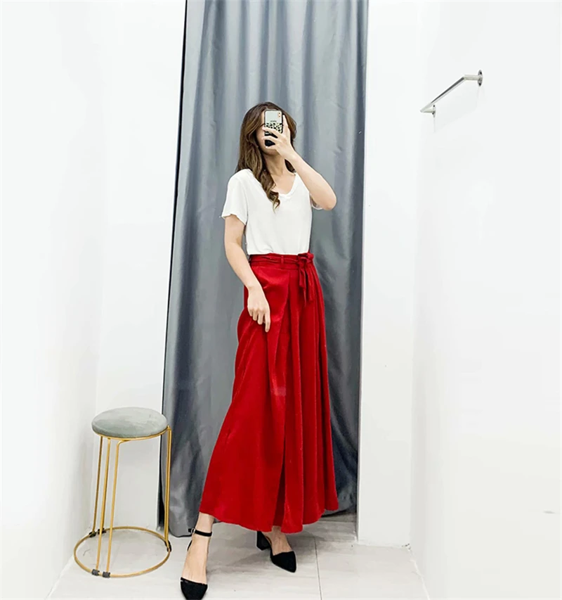 Юбка с широкими штанинами GLAUKE свободные брюки разрезом весна-лето 2020 новая