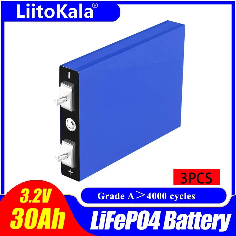 

3PCS 3.2V 30Ah Lifepo4 Battery 4S 12.8V Battery pack Lithium Iron Phosphate Battery Pack, Solar Motorcycle Electric Vehicle