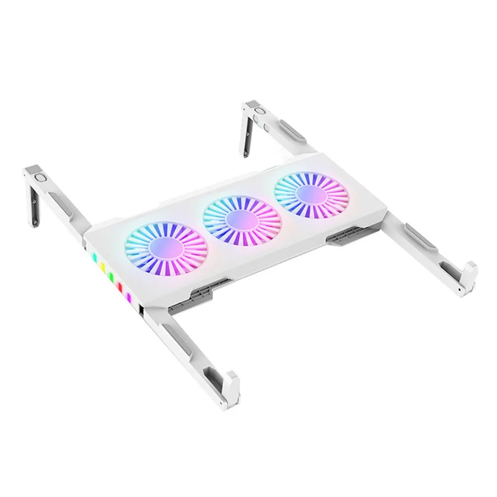 

Подставка-Кулер для ноутбука, складная охлаждающая подставка RGB для ноутбука с 3 высокоскоростными тихими вентиляторами и нескользящими ко...