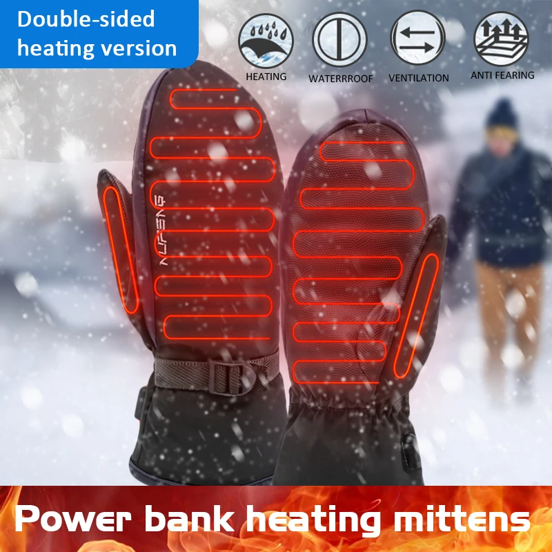 

Зимние перчатки с электрическим подогревом, ветрозащитные велосипедные теплые перчатки с подогревом для сенсорных экранов, лыжные перчатк...