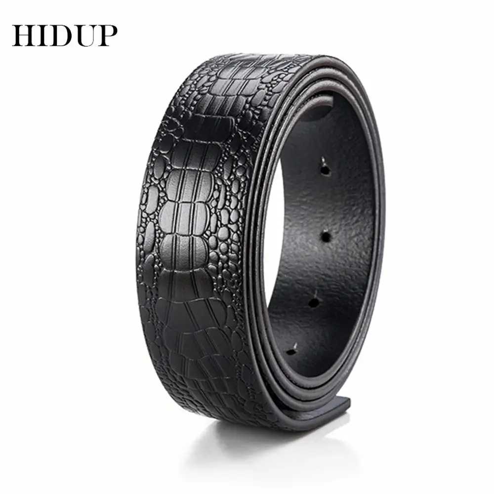 HIDUP Men Top Quality Genuine Leather Belt Pin Slide Style Cow Novelty Crocodile Pattern Belts Strap Without Buckle 2022 NWJ591