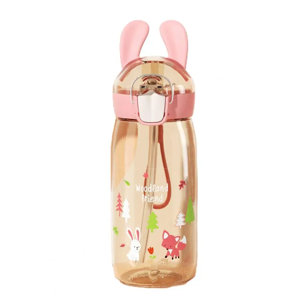 

400/550ML Water Bottle Pop Cap Straw Design Heat-resistant Wholly Removable Cartoon Print Water Bottle for Home