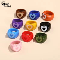 gonglong love heart rings for women girls aesthetic resin gothic punk finger rings trend geometric fashion jewelry party gifts