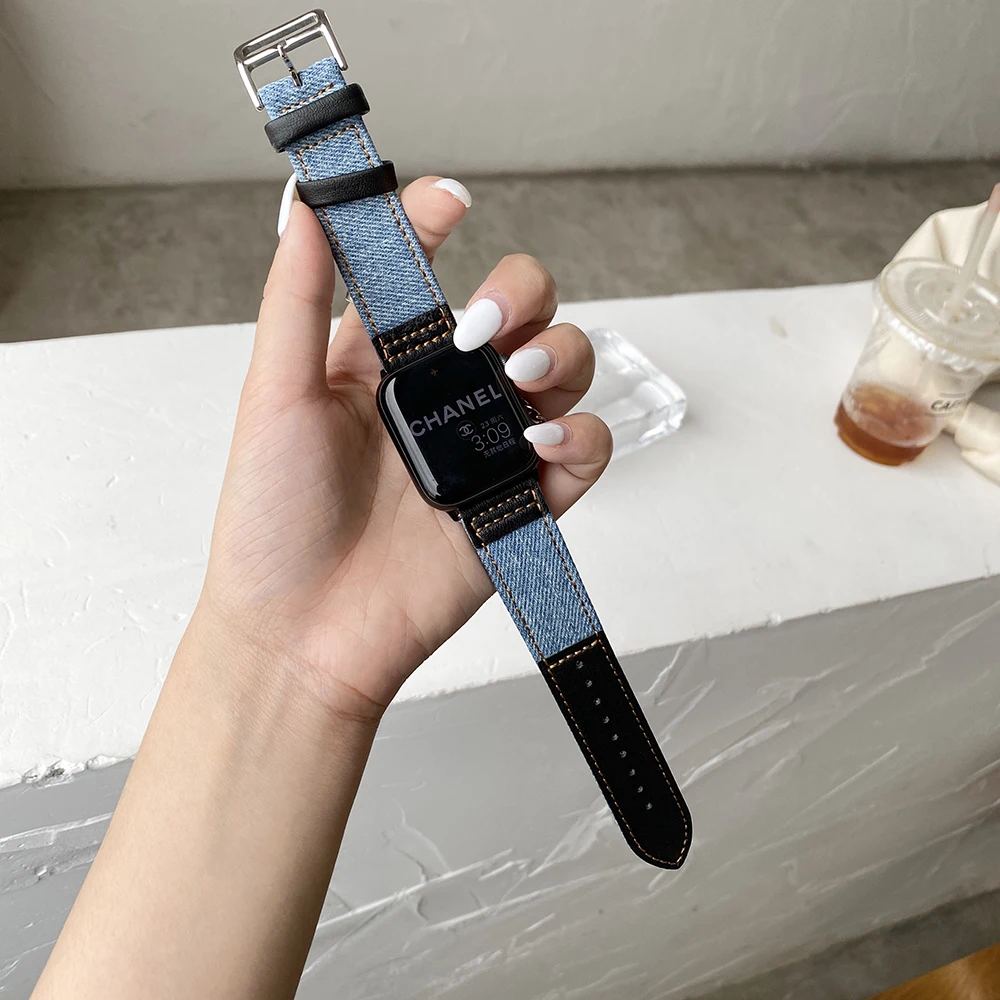 Nylon Leather Strap For Apple Watch Band 40mm 44mm 42mm 38mm Canvas Woven Wrist Bracelet Watchband for iwatch series 6 5 4 3 2 1