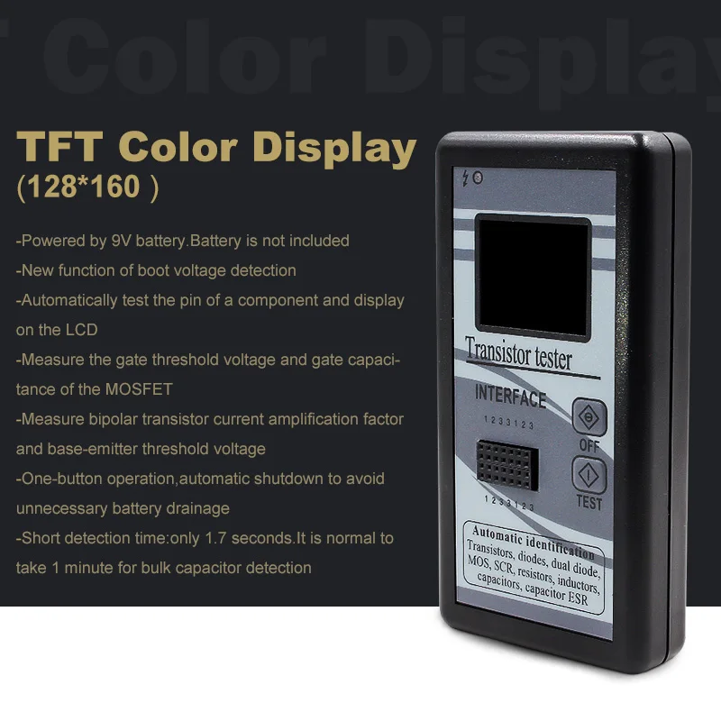 Многофункциональный тестер транзисторов TFT цветной дисплей диодный Тиристор