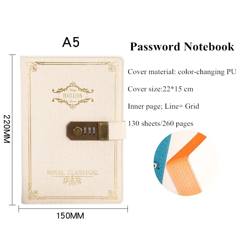 Agenda A5 Business Password Notebook For Gils School Stationery Journal Line-Grid Travel Daily Planner Kawaii Office Supplies | Канцтовары
