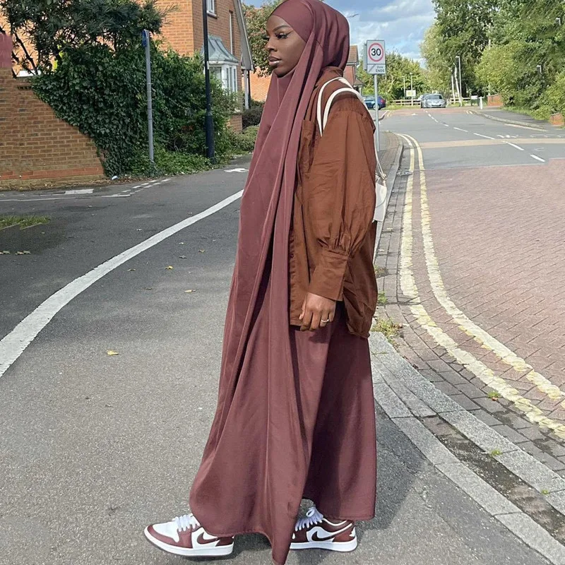 eid abaya for women hooded Satin prayer clothes Islam long khimar african women robe Gown Ramadan  jilbab Abaya Niqab burqa