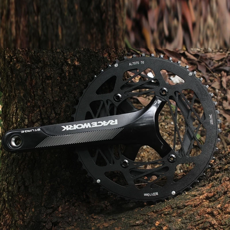 RACEWORK Road Bike Crankset Bicycle Crank Integrated Hollowtech Chainring 110Bcd Plate 50-34 53-39T Carriage Connecting Rods 170
