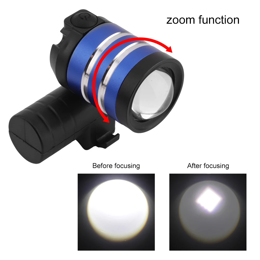 BORUiT XQ-160 светодиодный налобный фонарь 3-Mode Zoom фара высокой мощности 2000lm T6 Головной фонарь перезаряжаемый встроенный аккумулятор для велосипедного фонаря