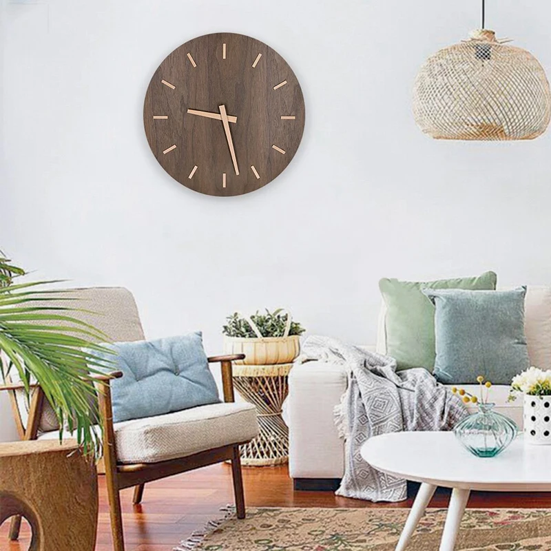 12 дюймовый большие деревянные настенные часы Батарея работает без звука с