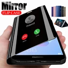 Зеркальный флип-чехол для huawei y6 prime 2018 y5 y9 2019 y7 pro, кожаный чехол-подставка для huawey y 5 6 7 9 5y 6y 7y 9y, чехол для телефона