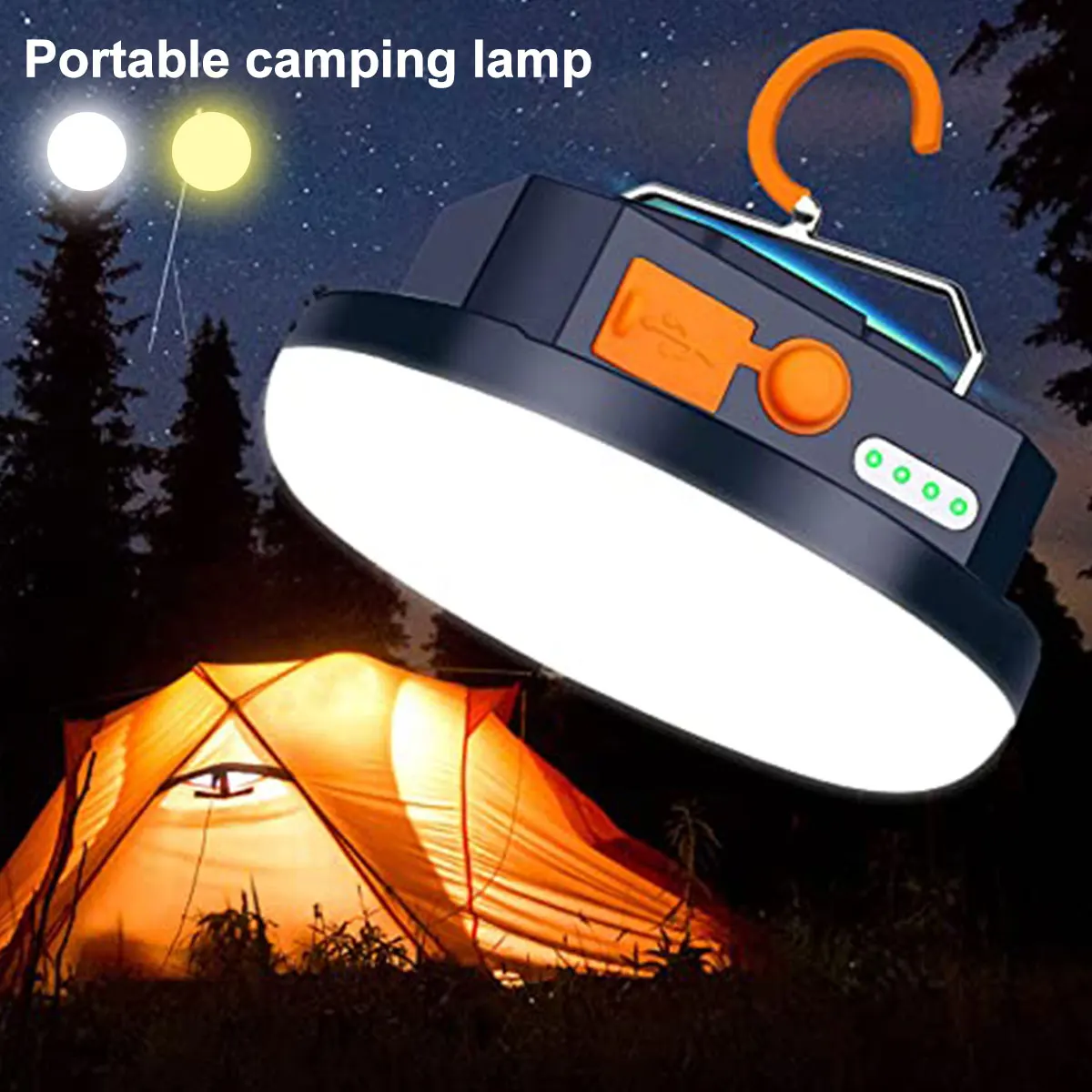 

LED Camping Lantern 1200LM 30W USB Rechargeable Camping Light 9900mAh Battery Power Bank 4 Lighting Modes IPX5 Waterproof