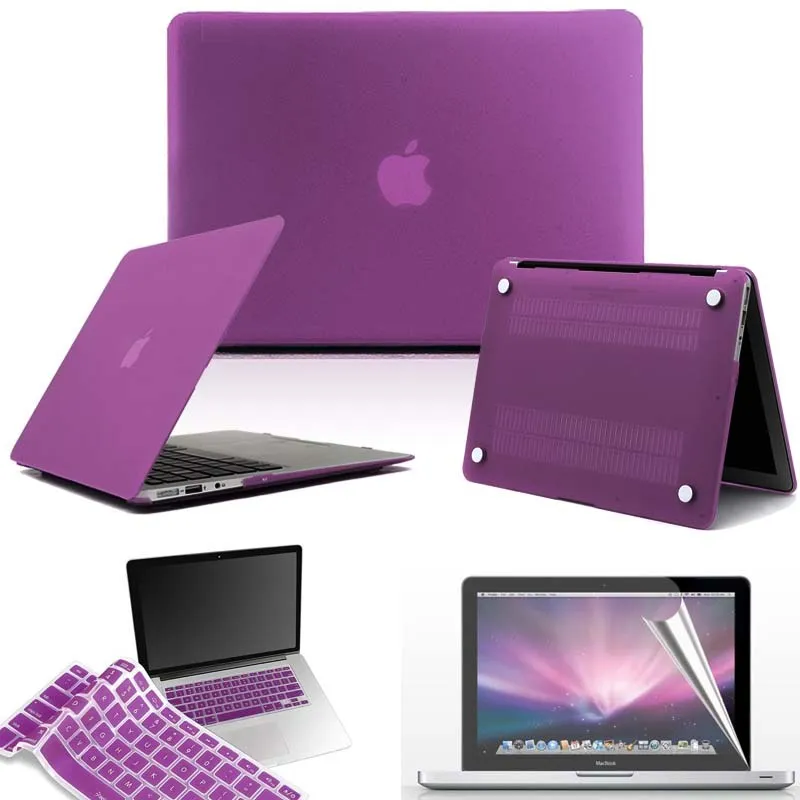 Purple KK& LL Матовый Жесткий чехол для ноутбука, защитный чехол+ клавиатура+ экран для Apple MacBook Air Pro retina 11 12 13 15 - Цвет: Purple