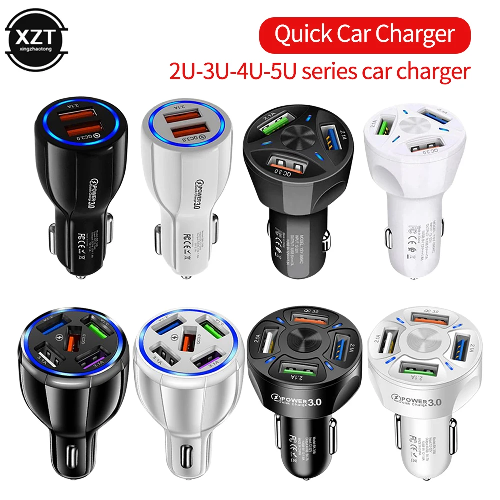 

Универсальное автомобильное зарядное устройство с 4 USB-портами, 48 Вт, быстрая зарядка 7A Mini для iPhone, Xiaomi, Huawei, быстрая зарядка, адаптер для авто...