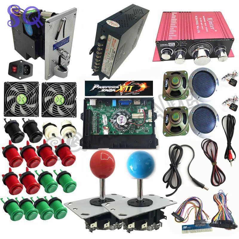 

Блок Pandora's Box 12 XII 3339 в 1, аркадный шкаф, игровая материнская плата, кнопка питания, джойстик, усилитель звука, набор «сделай сам»