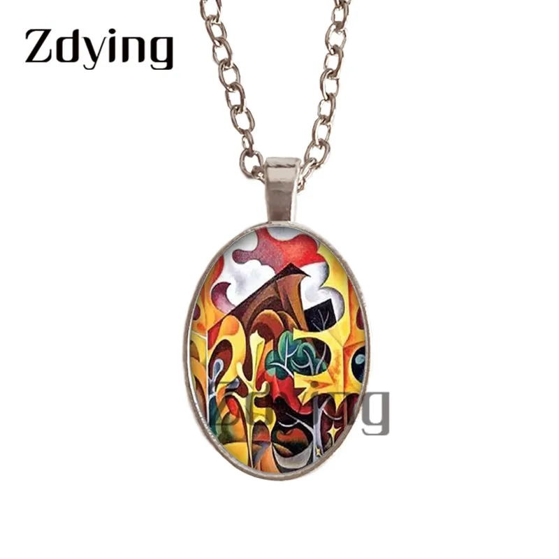 Zdying Винтажные Ювелирные изделия синие и белые цветы овальная подвеска ожерелье