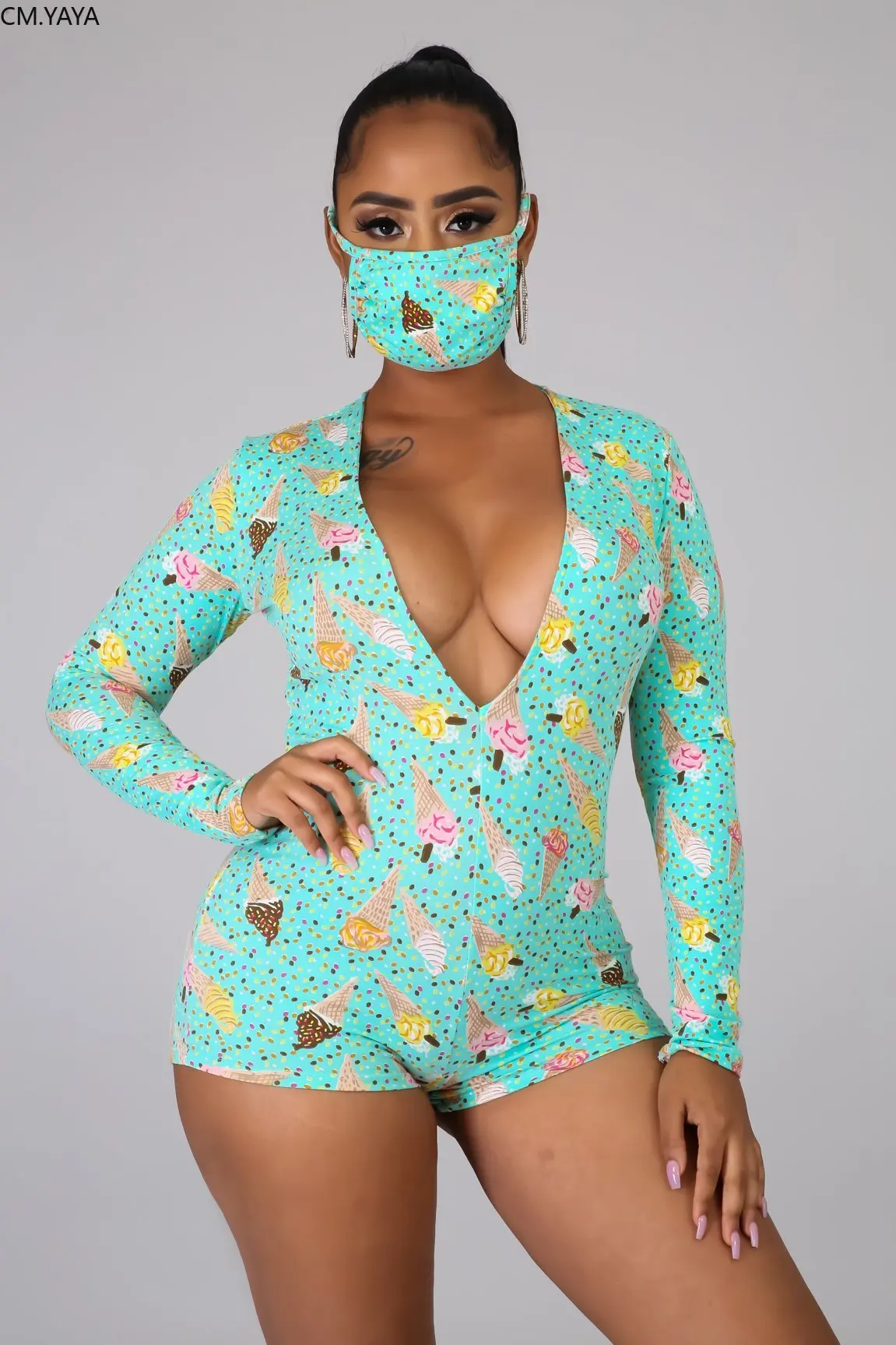 С масками Для женщин Летние Боди сексуальное платье с v образным воротом для