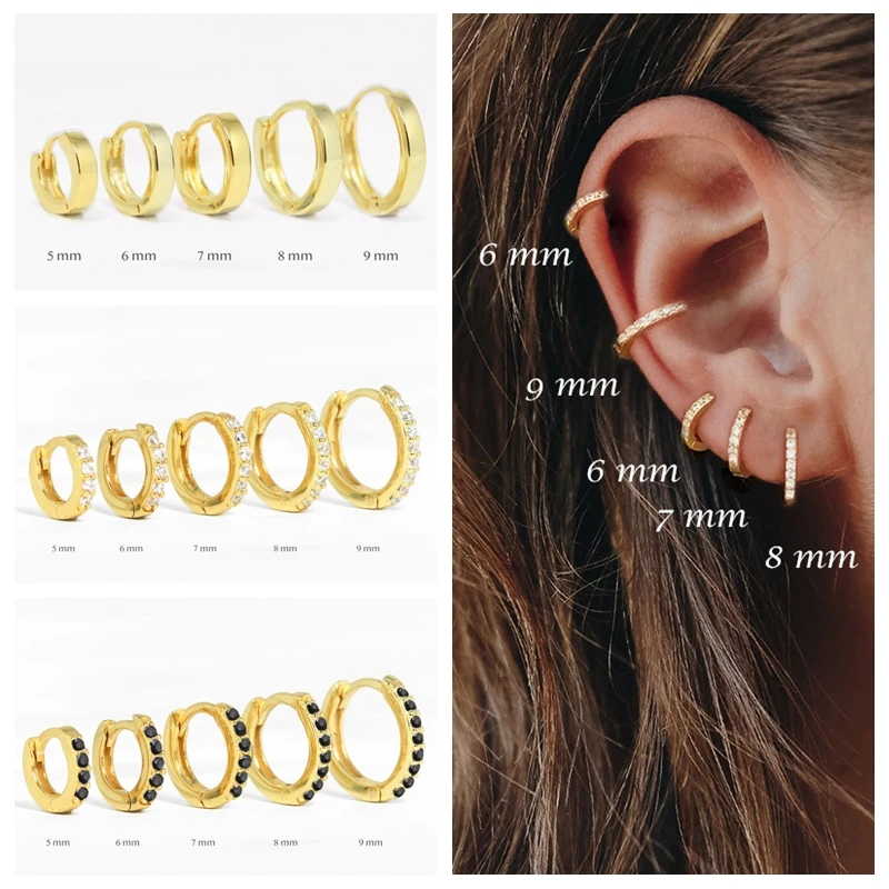 

ROMAD 1pair Tiny Round Circle Hoop Earrings Ear Bone Ear Nose Ring 925 Sterling Silver Earring For Women Aretes Ear Hoop Jewelry