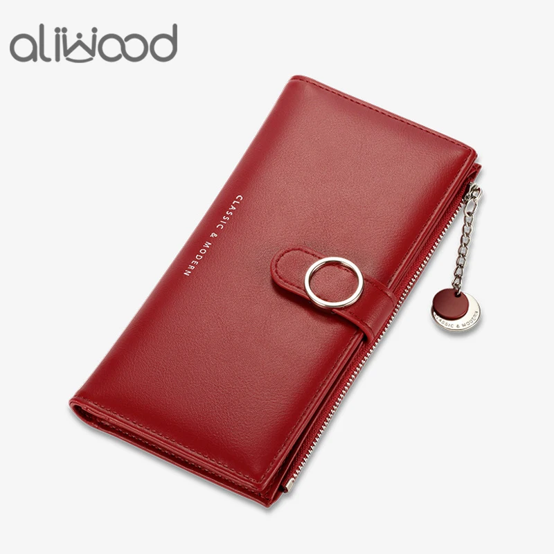 aliwood 2022 New Chain Women's Wallet Long Fashion Multi-card Position Clutch Leather Zipper Wallets Coin