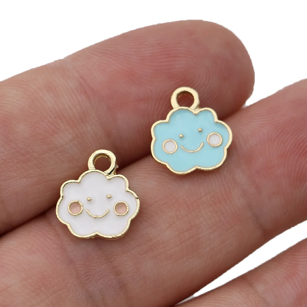 

10Pcs Enamel Gold Color Blue Cloud Charm Pendant for Jewelry Making Bracelet Necklace DIY Earrings Accessories Craft