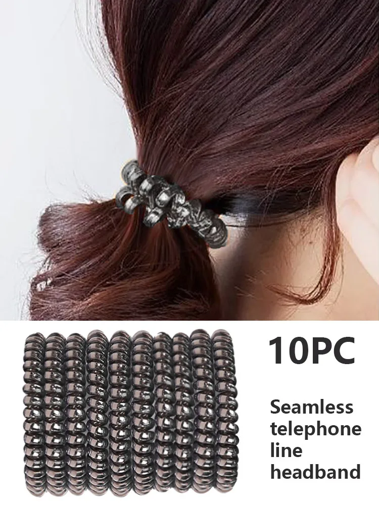 10 PCS 100 шт Спиральные волосы женские резиновые веревки для волос эластичные резинки для волос спиральная форма Галстуки для волос аксессуары телефонная проводная линия головная повязка L20 - Цвет: 10 PCS