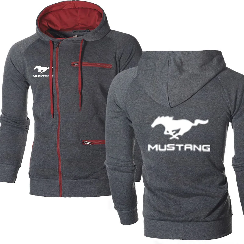 Толстовка мужская с капюшоном и логотипом машины Mustang модная флисовая хлопковая