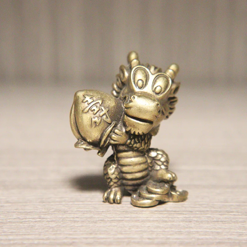 Латунная фигурка китайского зодиака в виде животного из мультфильма дракон