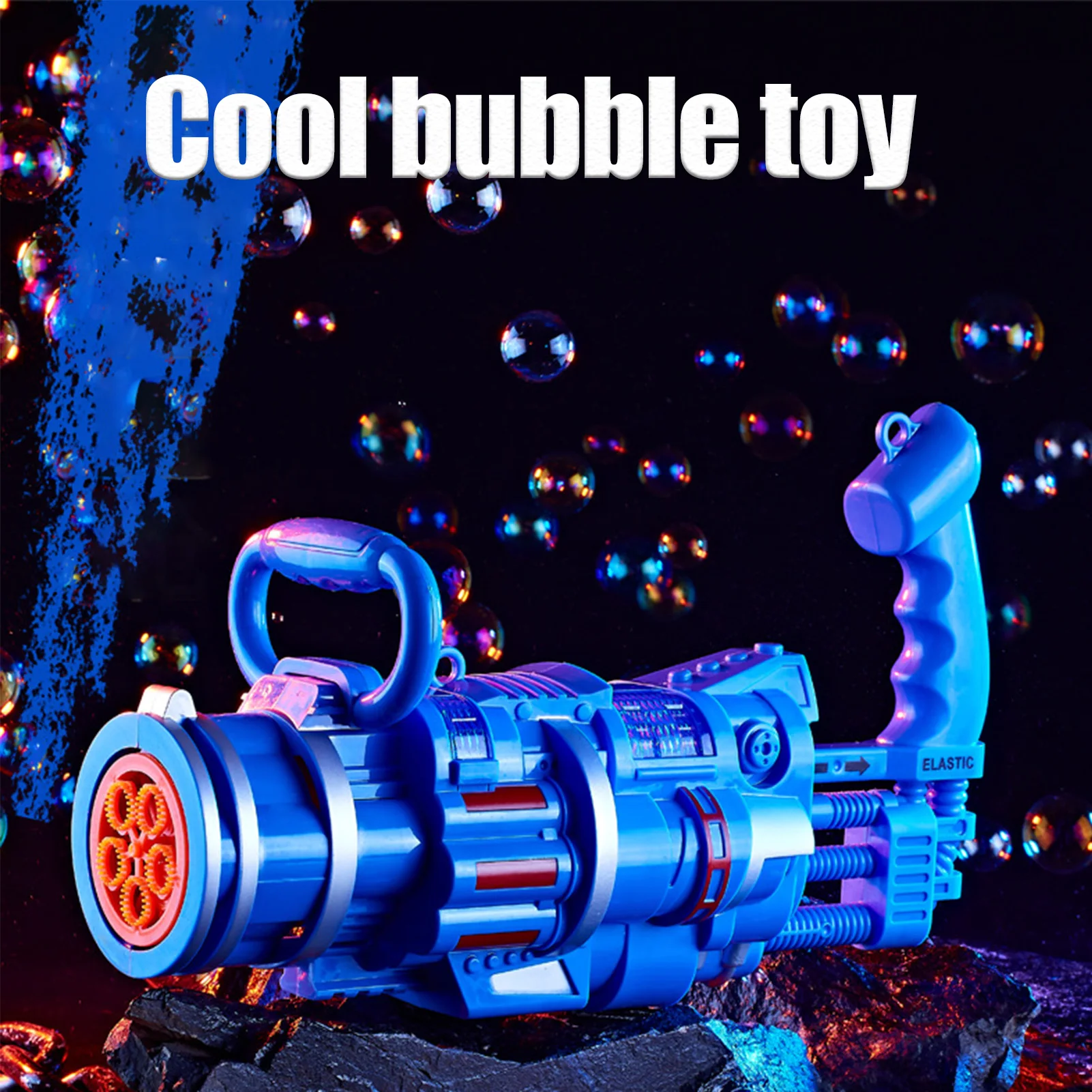 

2021 Summer Gatling Bubble Machine Wedding Supplies Electric Sound And Light Automatic Bubble Blower Maker Gun with Lanyard