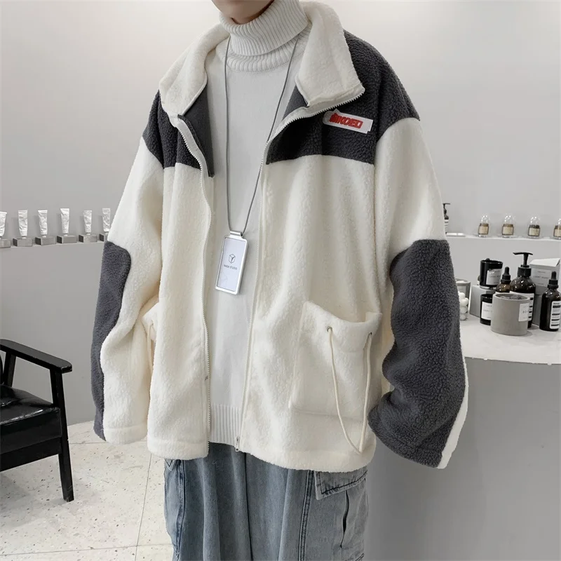 Мужская зимняя теплая верхняя одежда в стиле пэчворк со шнурком мужской