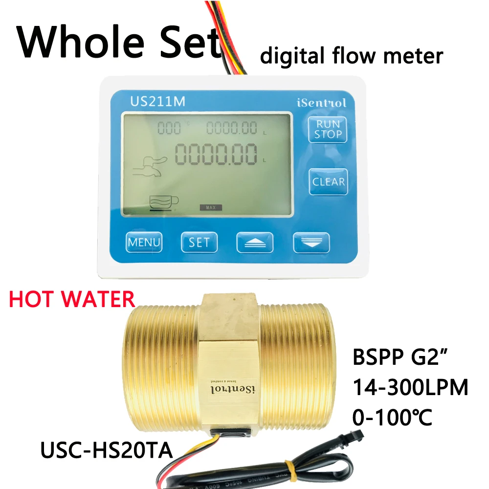 

Цифровой расходомер горячей воды US211M и USC-HS20TA измерение датчика Холла 14-300л/мин Диапазон BSPP G2 "Dijiang iSentrol Saier