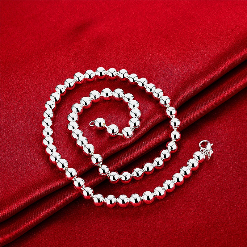 Серебряные ожерелья для женщин, 925 пробы, серебро, 10 мм, Будда, бусина, цепочка, колье, модные ювелирные изделия, аксессуары, бижутерия, подарки